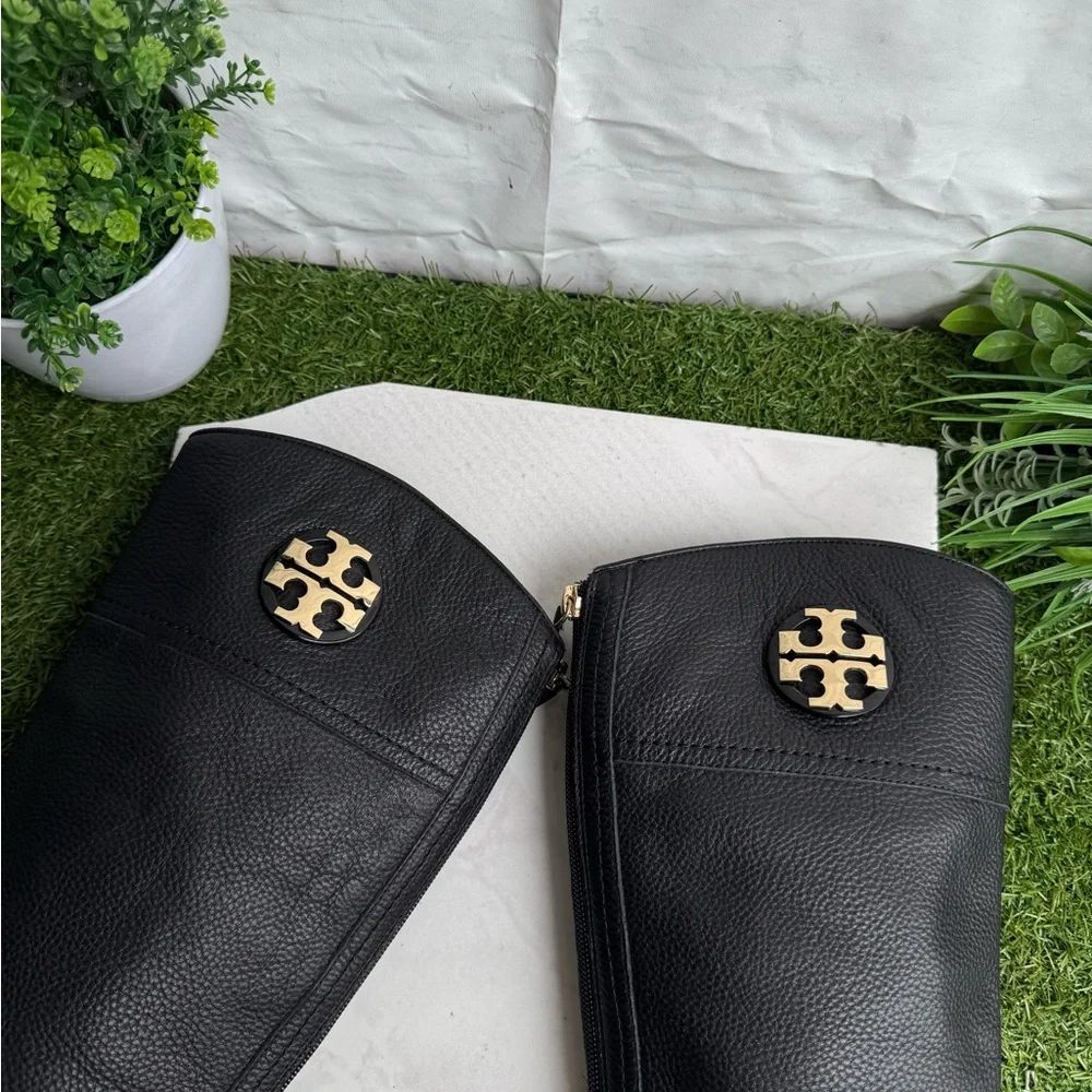 Tory Burch Adeline tall Riding Boots tumbled black leather women’s size 5.5 New